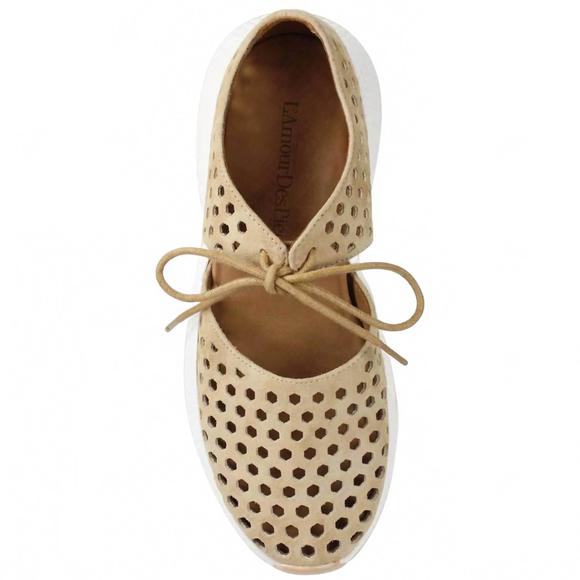 NEW L'AMOUR DES PIEDS women's himar kid suede sneaker in cognac - Picture 4 of 4